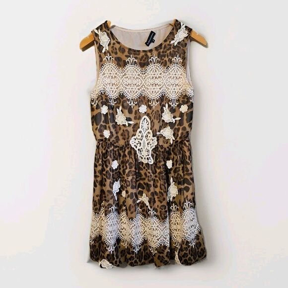 dg dolce gabbana Dress Size Small Cheetah Lace Mini Dress - Picture 1 of 7
